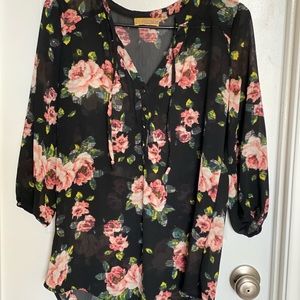 Black Floral Blouse